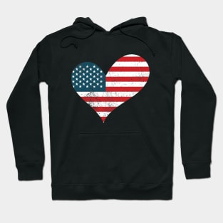 Distressed American Flag Heart - Fourth Of July USA Flag Hoodie